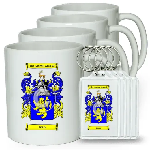 Ivan Set of 4 Coffee Mugs and Keychains