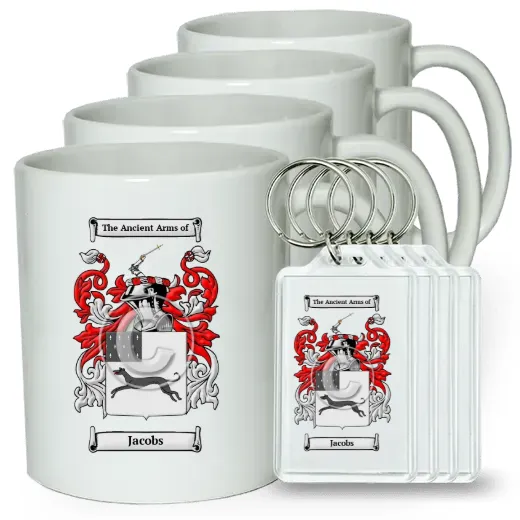 Jacobs Set of 4 Coffee Mugs and Keychains