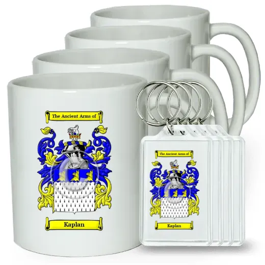 Kaplan Set of 4 Coffee Mugs and Keychains