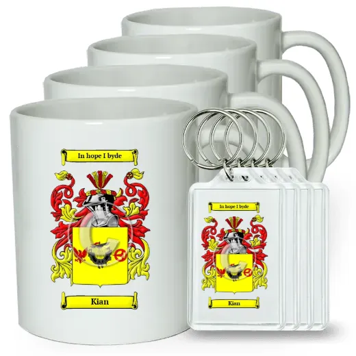Kian Set of 4 Coffee Mugs and Keychains