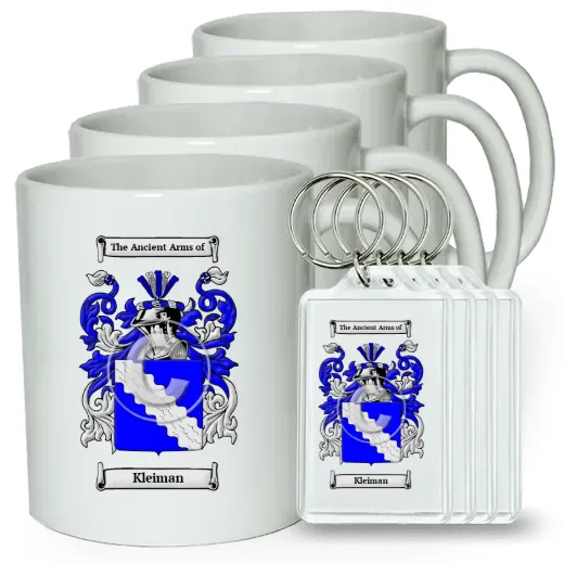 Kleiman Set of 4 Coffee Mugs and Keychains
