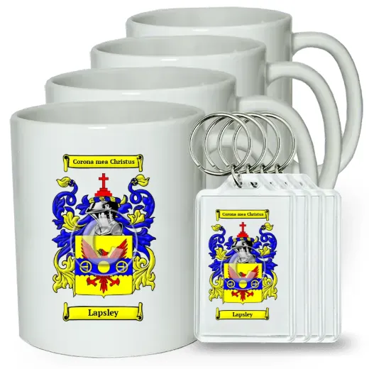 Lapsley Set of 4 Coffee Mugs and Keychains