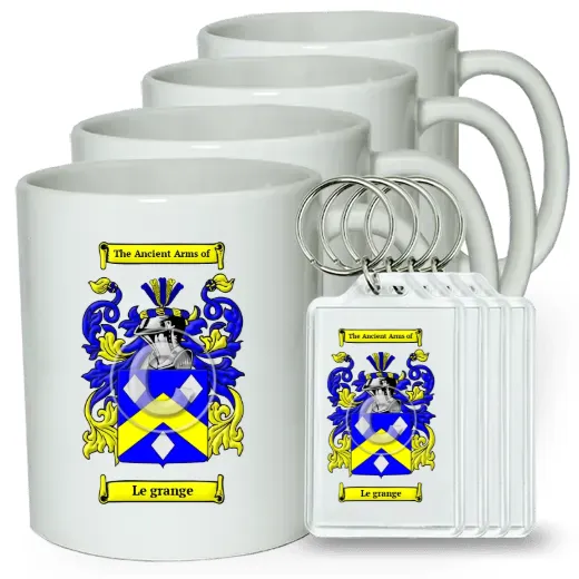 Le grange Set of 4 Coffee Mugs and Keychains