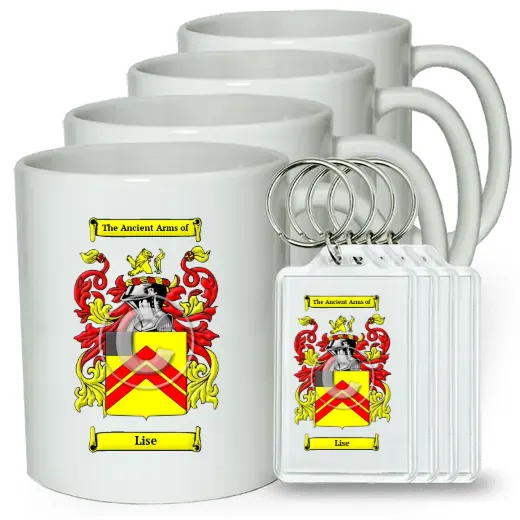 Lise Set of 4 Coffee Mugs and Keychains