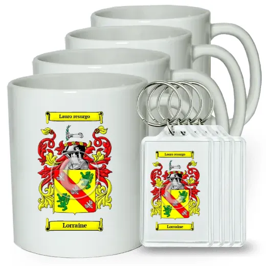 Lorraine Set of 4 Coffee Mugs and Keychains