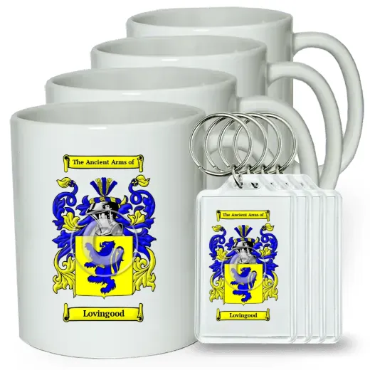 Lovingood Set of 4 Coffee Mugs and Keychains