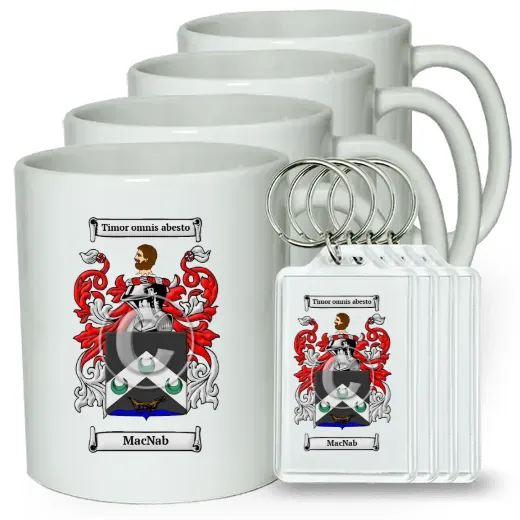 MacNab Set of 4 Coffee Mugs and Keychains