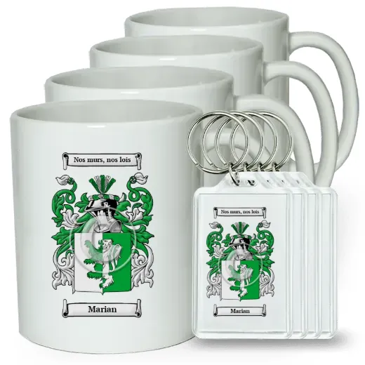 Marian Set of 4 Coffee Mugs and Keychains
