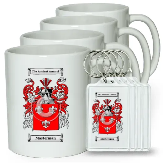 Masterman Set of 4 Coffee Mugs and Keychains