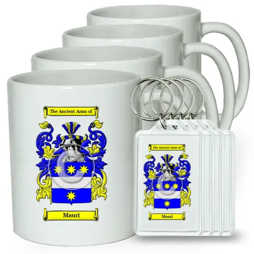 Mauri Set of 4 Coffee Mugs and Keychains
