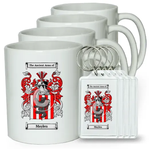 Maylen Set of 4 Coffee Mugs and Keychains
