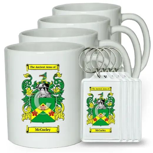 McCurley Set of 4 Coffee Mugs and Keychains