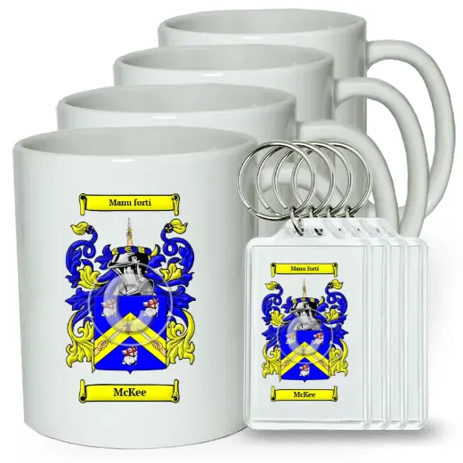 McKee Set of 4 Coffee Mugs and Keychains