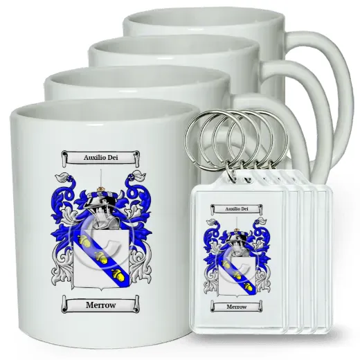 Merrow Set of 4 Coffee Mugs and Keychains