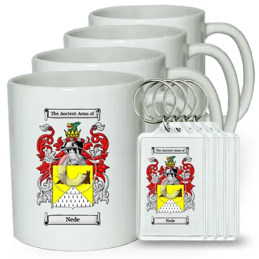 Nede Set of 4 Coffee Mugs and Keychains