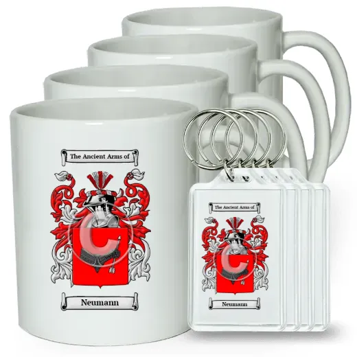 Neumann Set of 4 Coffee Mugs and Keychains
