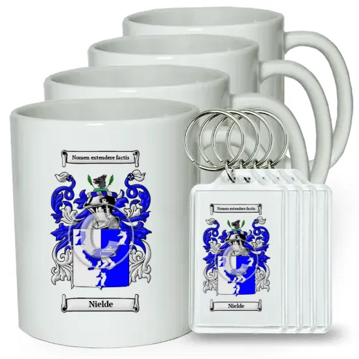 Nielde Set of 4 Coffee Mugs and Keychains