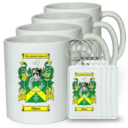 Olmen Set of 4 Coffee Mugs and Keychains