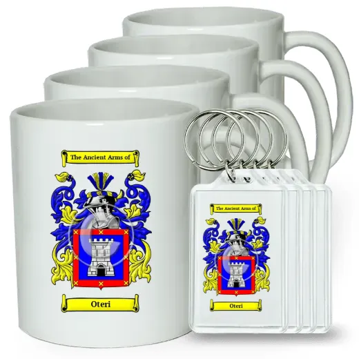 Oteri Set of 4 Coffee Mugs and Keychains