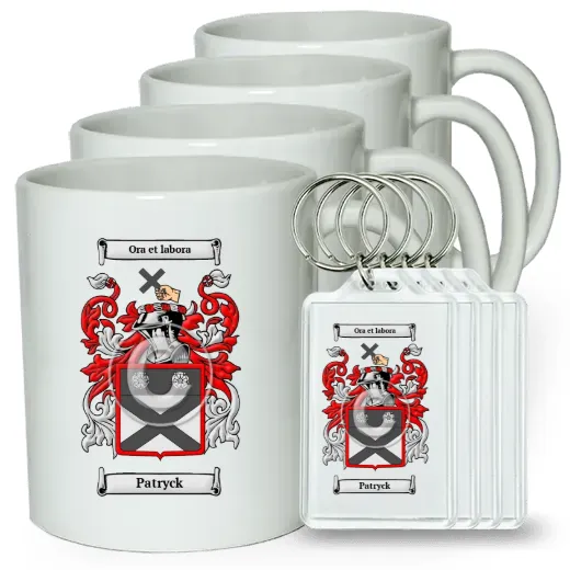 Patryck Set of 4 Coffee Mugs and Keychains