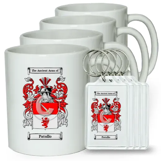 Patullo Set of 4 Coffee Mugs and Keychains