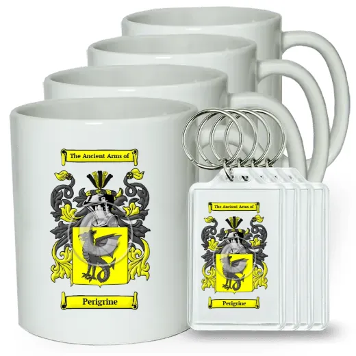 Perigrine Set of 4 Coffee Mugs and Keychains