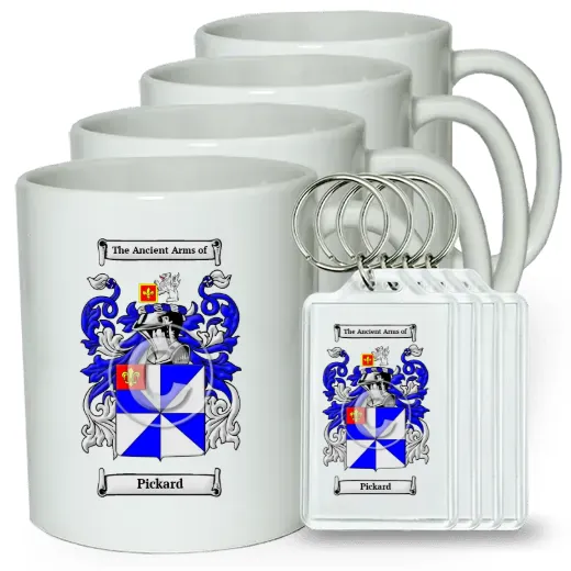 Pickard Set of 4 Coffee Mugs and Keychains