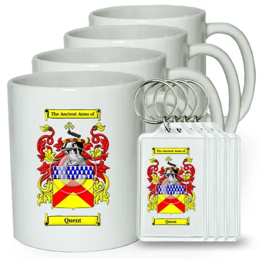 Quent Set of 4 Coffee Mugs and Keychains