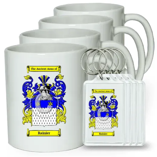Rainier Set of 4 Coffee Mugs and Keychains