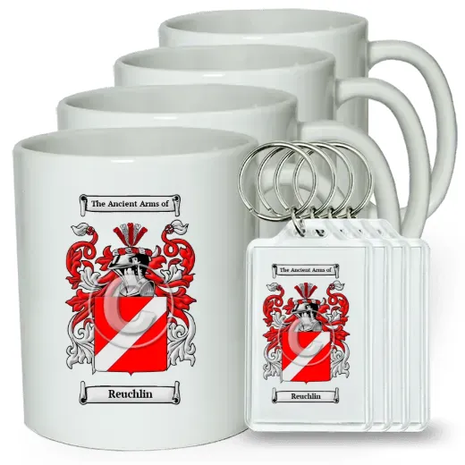 Reuchlin Set of 4 Coffee Mugs and Keychains