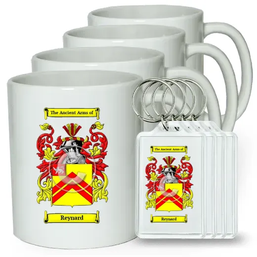 Reynard Set of 4 Coffee Mugs and Keychains