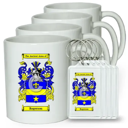 Rogerson Set of 4 Coffee Mugs and Keychains