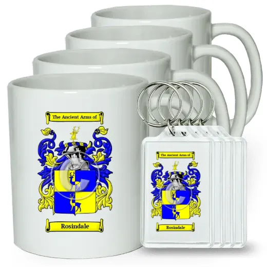 Rosindale Set of 4 Coffee Mugs and Keychains