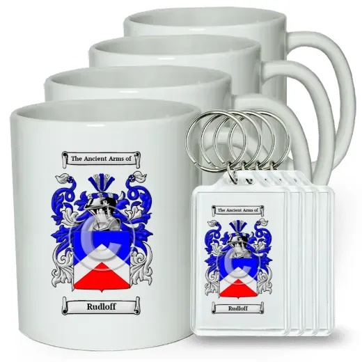 Rudloff Set of 4 Coffee Mugs and Keychains