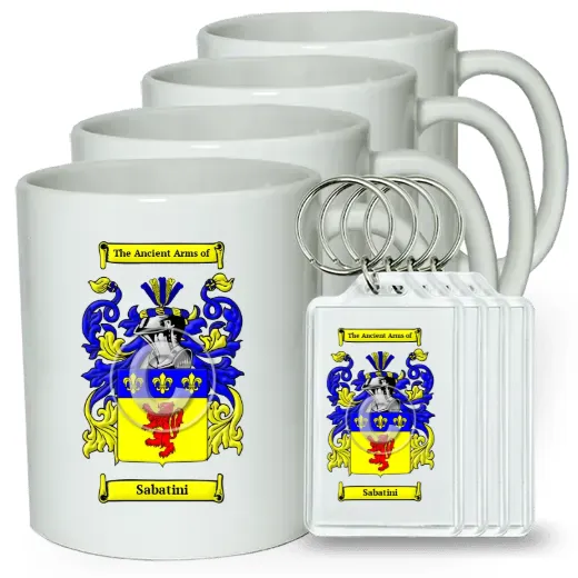 Sabatini Set of 4 Coffee Mugs and Keychains