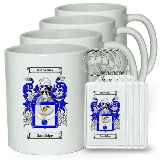 Sandidge Set of 4 Coffee Mugs and Keychains