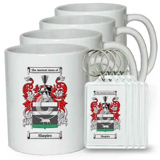 Shapiro Set of 4 Coffee Mugs and Keychains