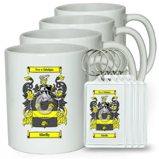 Shelly Set of 4 Coffee Mugs and Keychains
