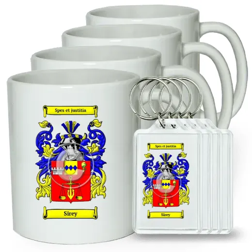 Sirey Set of 4 Coffee Mugs and Keychains