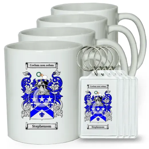 Stephenson Set of 4 Coffee Mugs and Keychains