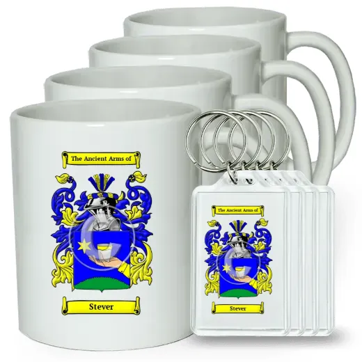 Stever Set of 4 Coffee Mugs and Keychains