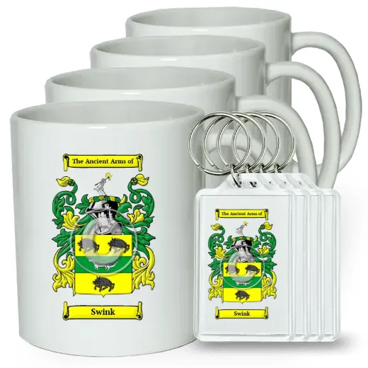 Swink Set of 4 Coffee Mugs and Keychains