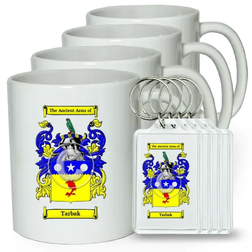 Tarbak Set of 4 Coffee Mugs and Keychains