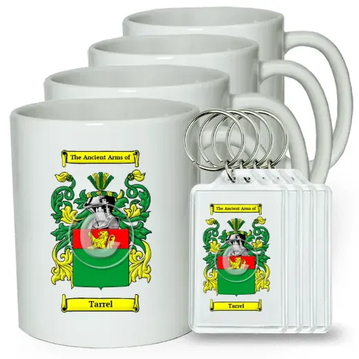 Tarrel Set of 4 Coffee Mugs and Keychains