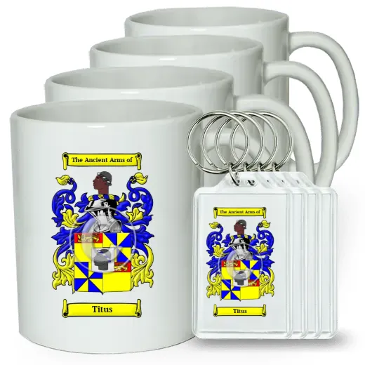 Titus Set of 4 Coffee Mugs and Keychains