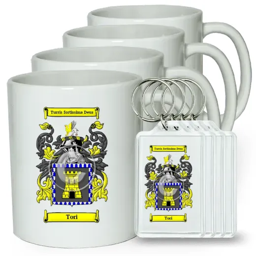 Tori Set of 4 Coffee Mugs and Keychains