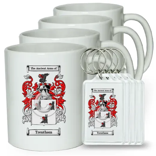 Trentham Set of 4 Coffee Mugs and Keychains