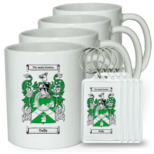 Tully Set of 4 Coffee Mugs and Keychains