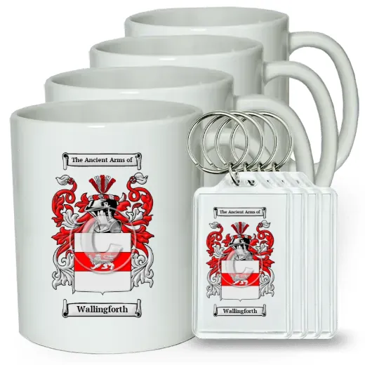Wallingforth Set of 4 Coffee Mugs and Keychains