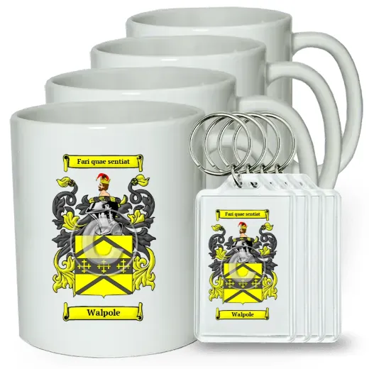 Walpole Set of 4 Coffee Mugs and Keychains